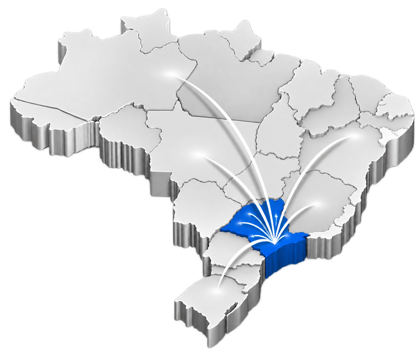 Mapa do Brasil destacando São Paulo e rotas da TMN para todo o país